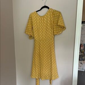 Banana Republic One Shoulder Yellow Polka Dot Dress